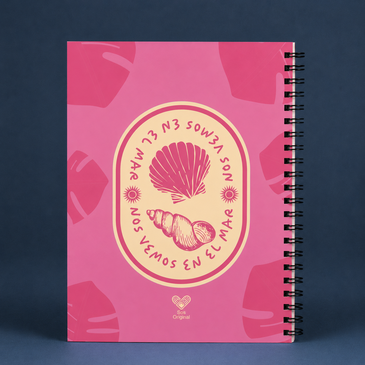 Cuaderno Más Sol Menos Drama SOS Original 2026 - Vista trasera pasta dura argollada