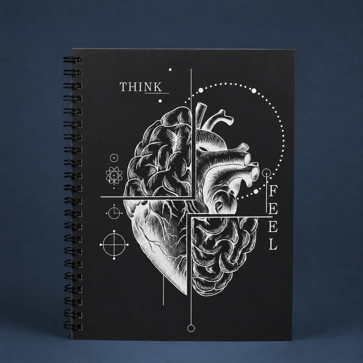Cuaderno Think and Feel Negro SOS Original 2026 - Vista frontal pasta dura diseño oscuro