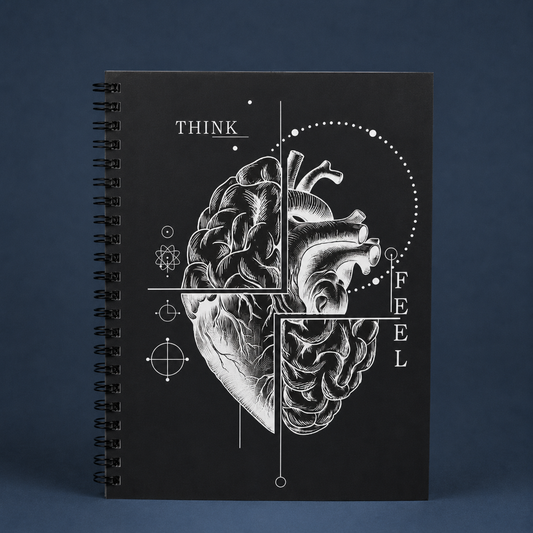 Cuaderno Think and Feel Negro SOS Original 2026 - Vista frontal pasta dura diseño oscuro